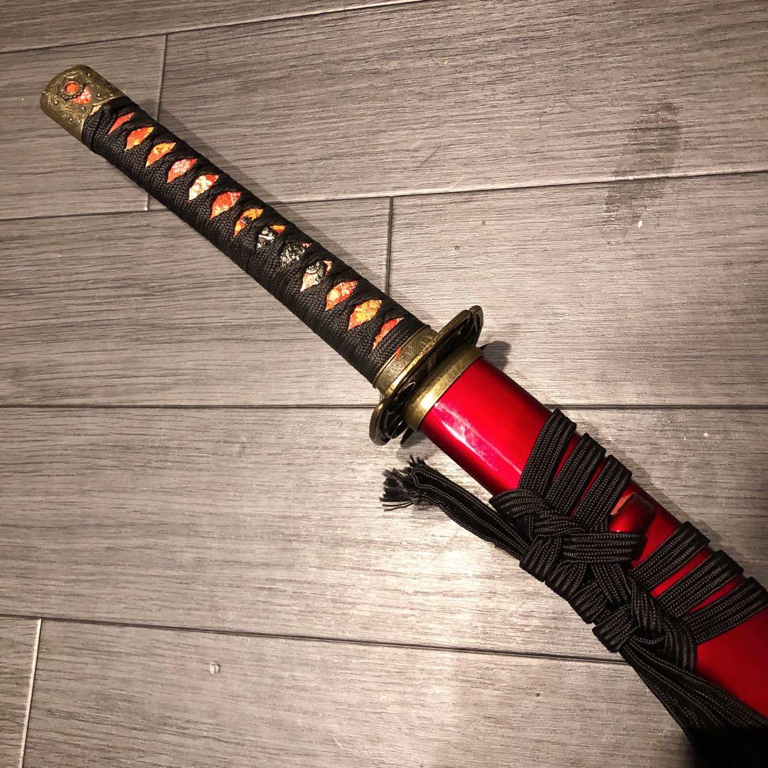 高級模造刀　居合刀　樋入刀身　合金刀身　朱拵え