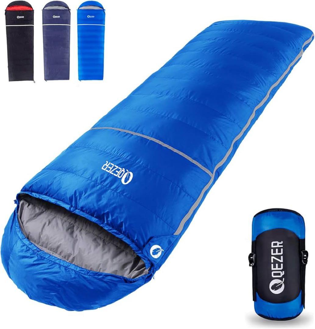 寝袋 冬用 ダウン 封筒型シュラフ 軽量高級ダウン シュラフ 800g