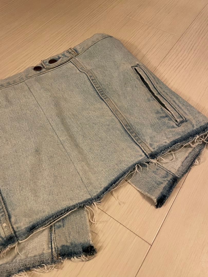 pollen vintage リメイクデニム巻きスカート