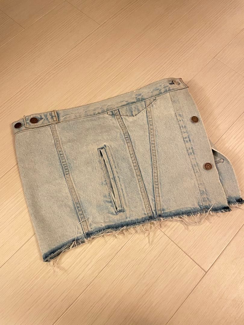 pollen vintage リメイクデニム巻きスカート