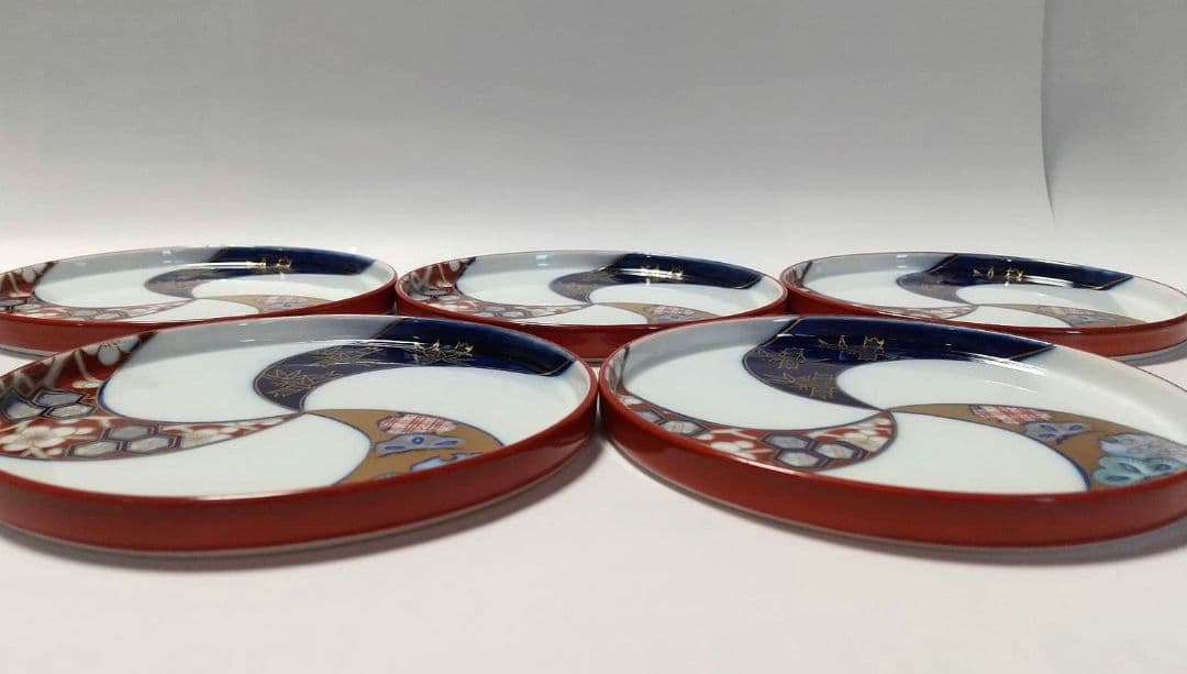 レア 深川製磁 染錦松竹梅 和皿揃 銘々皿 取皿 5枚組 未使用品