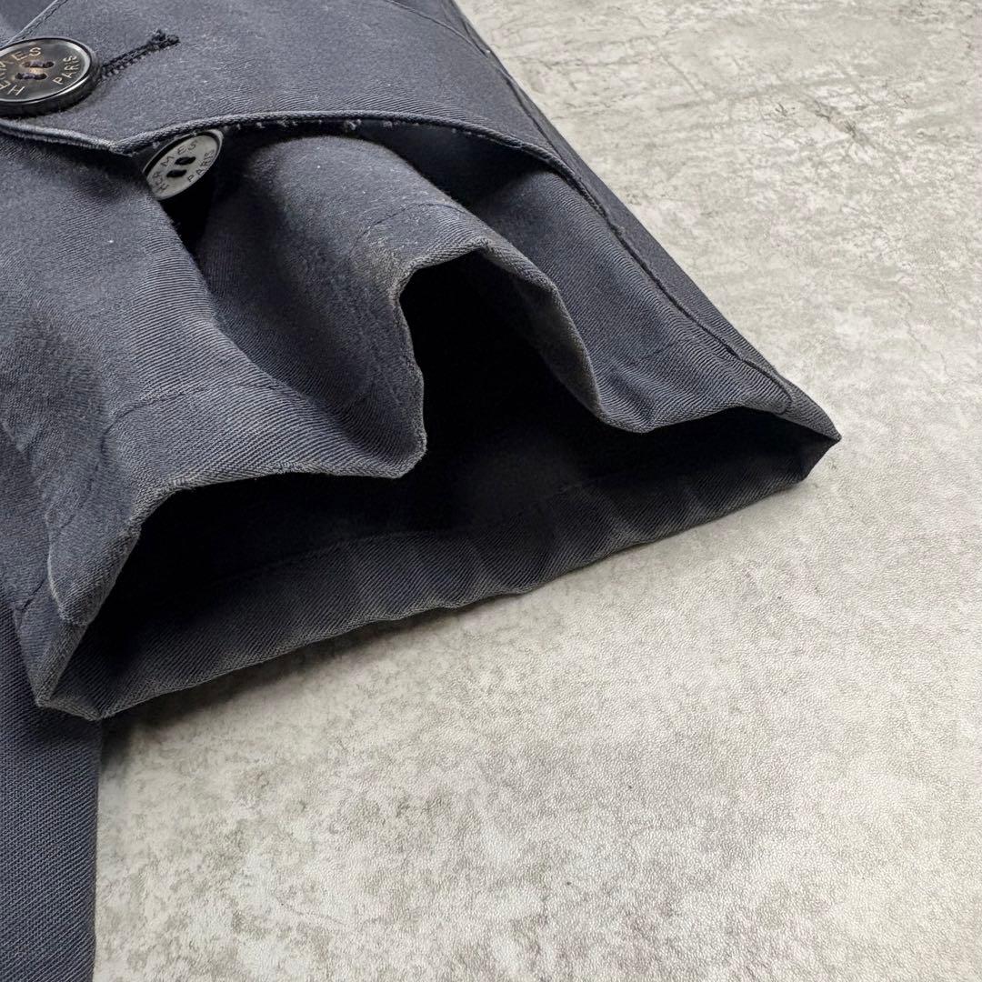HERMES エルメス　ゴム引き　コート　チンストラップ　M 紺　バルマカーン
