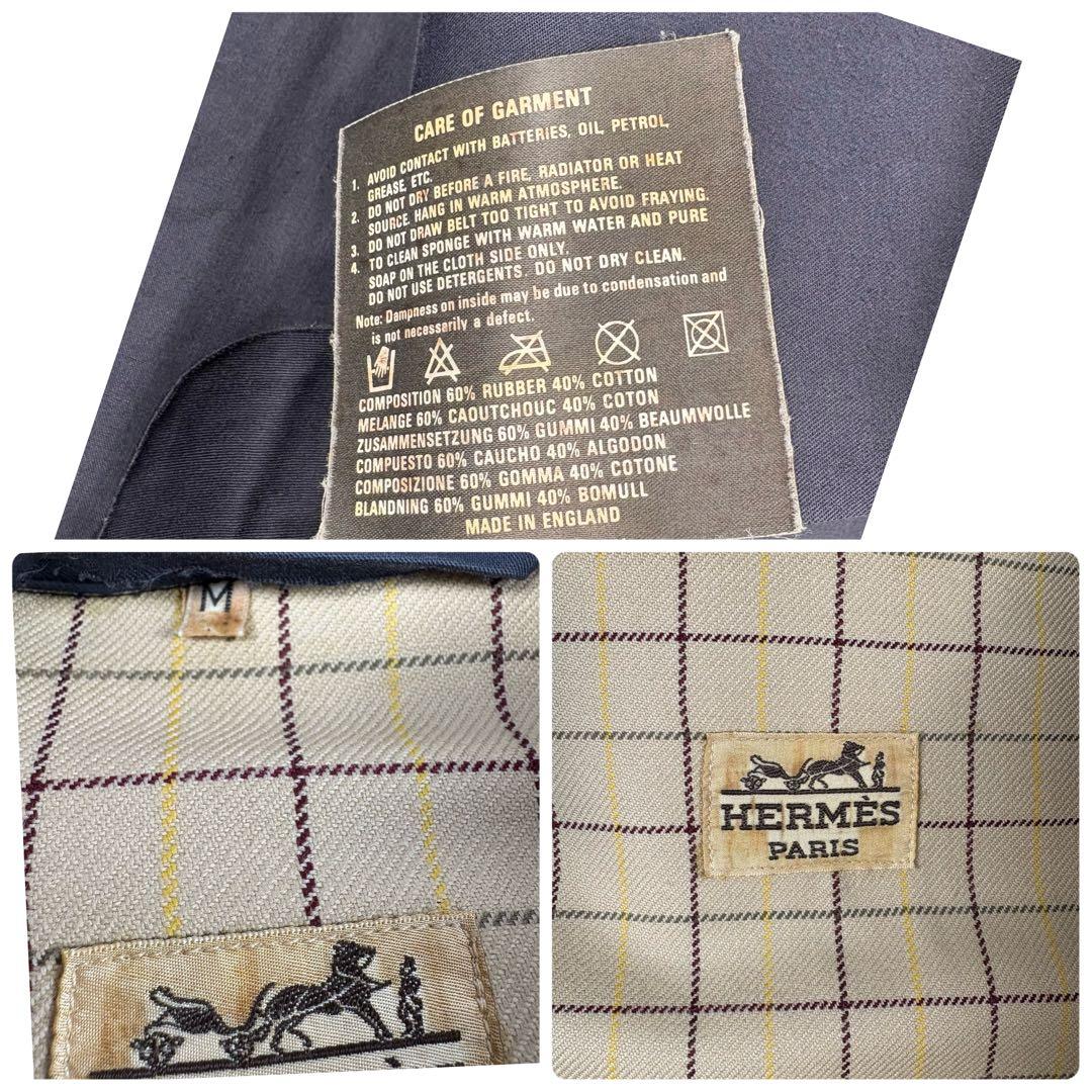 HERMES エルメス　ゴム引き　コート　チンストラップ　M 紺　バルマカーン