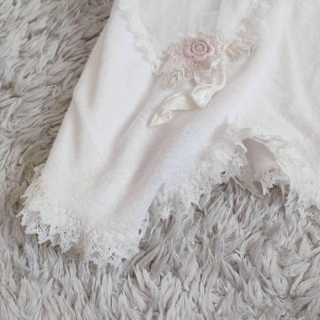 ヒスクローネ (15) 長袖 カーディガン レース 刺繍 パイル生地 ガーリー