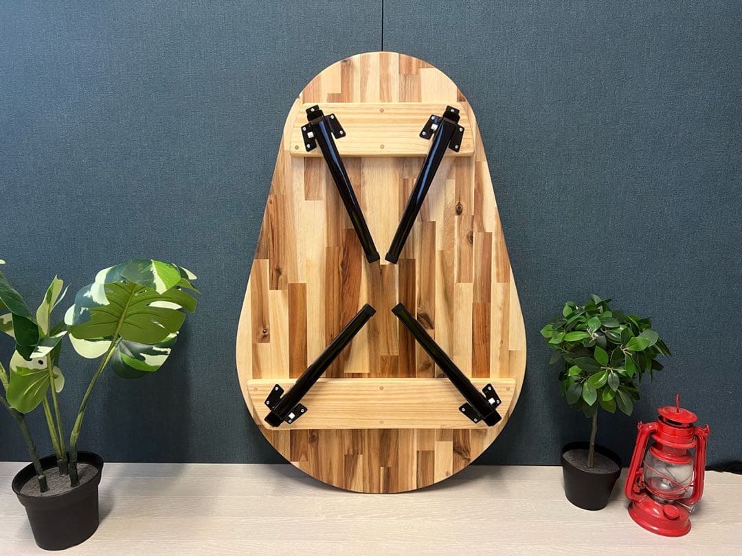 【送料無料】 ローテーブル だるま形 90cm 60cm アカシア 折りたたみ脚