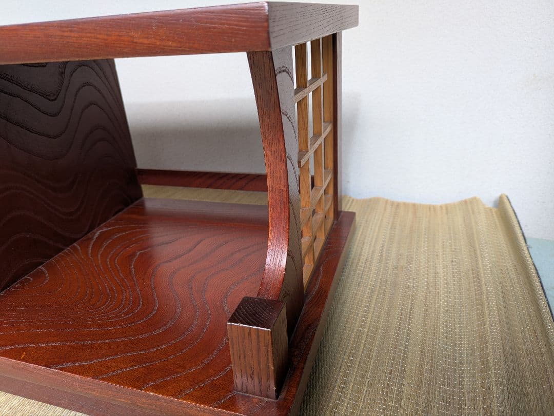 置き床　飾り棚　　無垢材　欅ケヤキ塗り　昭和レトロ