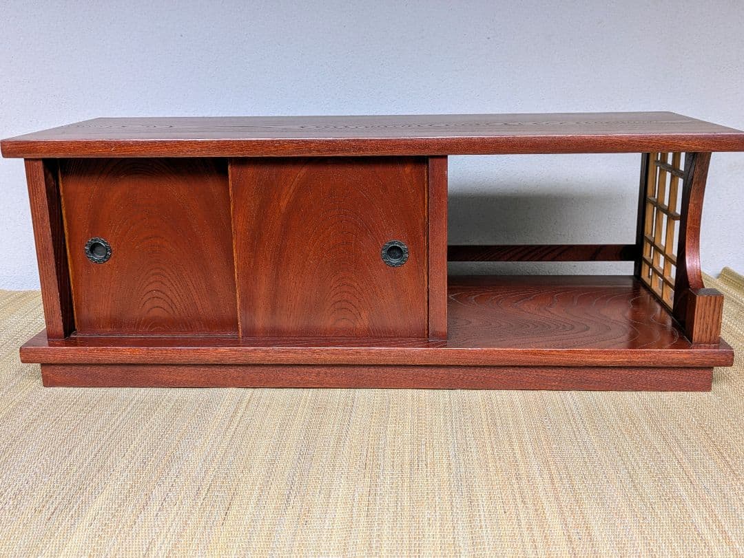 置き床　飾り棚　　無垢材　欅ケヤキ塗り　昭和レトロ