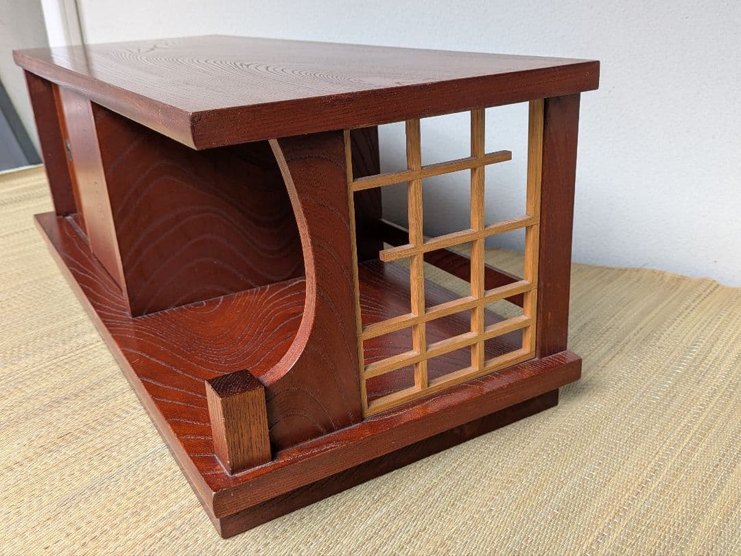 置き床　飾り棚　　無垢材　欅ケヤキ塗り　昭和レトロ