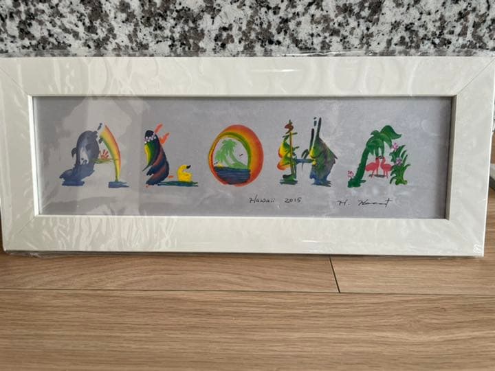 ハワイアン　花文字　絵画　ウエルカムボード