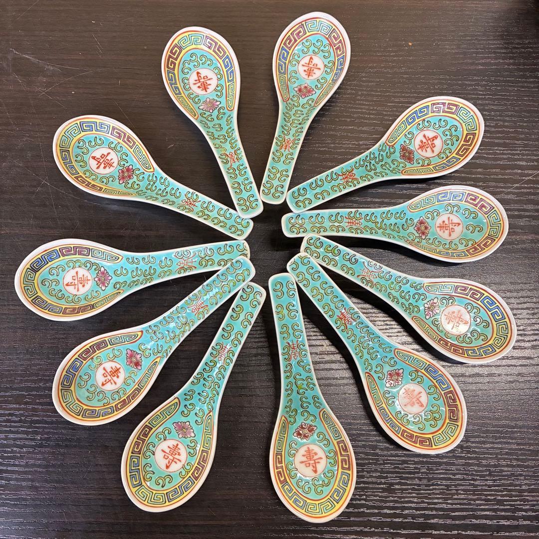 【まとめてお得】中国景徳鎮　皿　匙　レンゲ　景徳鎮　食器　皿　中華　箸　まとめ