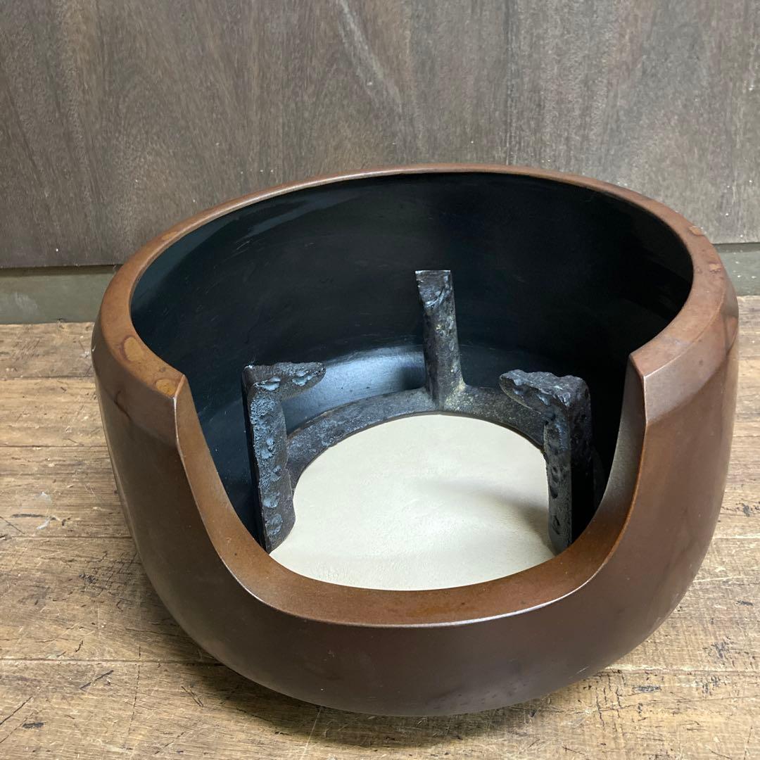 A-1 昭和レトロ 唐銅 風炉 茶道具 火鉢 古道具 古民家 和風和モダン