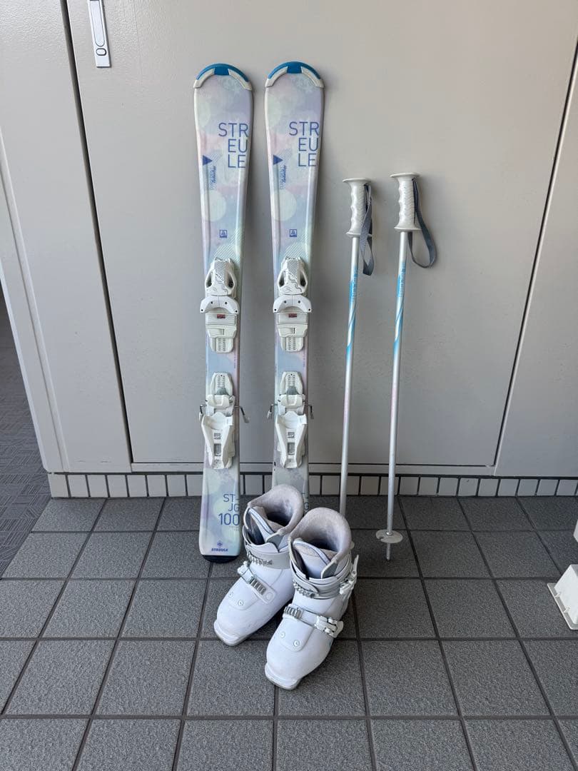 3点 STREULE 100cmスキー板、HEADブーツ19.5cm、ストック