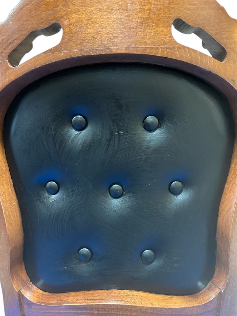 良品　イタリア ダイニングチェア 革張り 猫脚 ブラック①