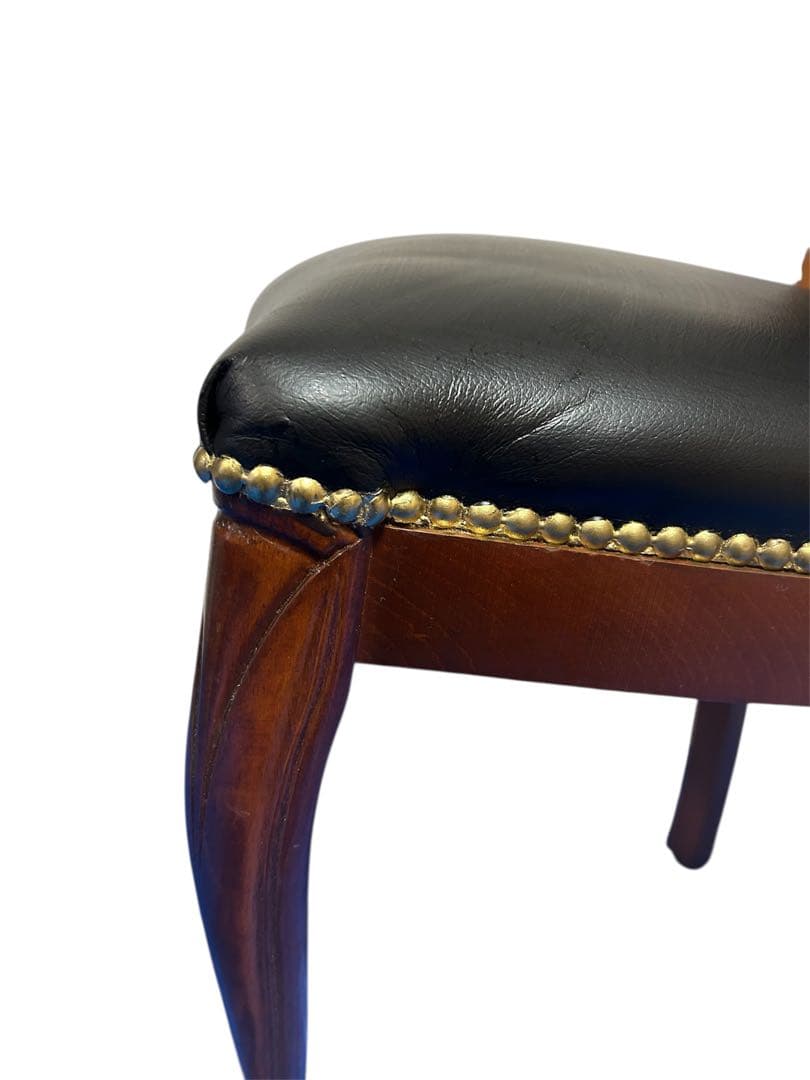 良品　イタリア ダイニングチェア 革張り 猫脚 ブラック①