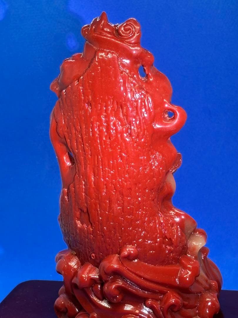 極美品 寿山石荔枝凍 忠義関公精雕置物台座付約15×8×6cm610g 5896