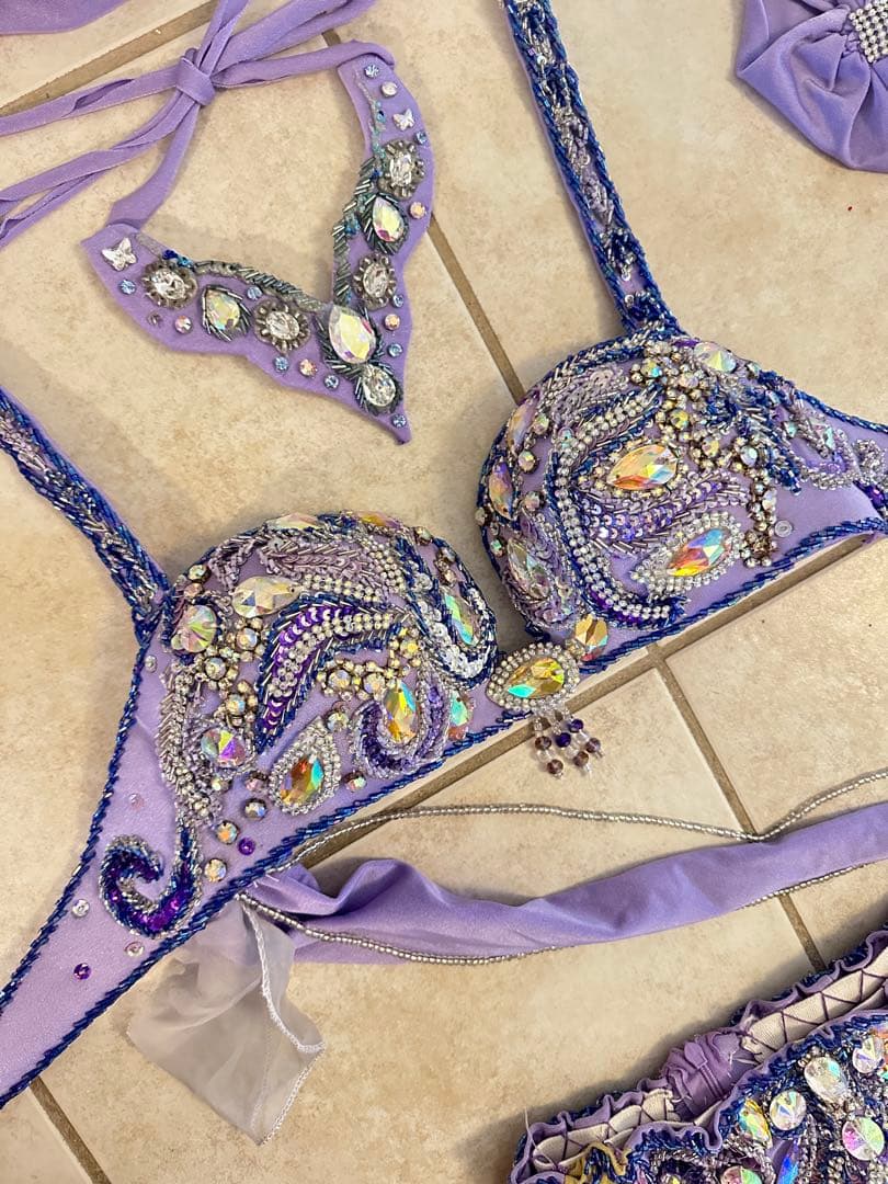 紫色のベリーダンス衣装セット