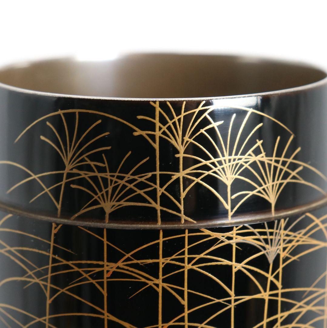 中村宗尹作 武蔵野蒔絵 面中次 内銀溜塗 薄茶器 茶道具 共箱　SB983