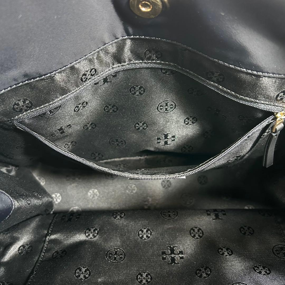 美品✨TORY BURCH ネイビー エラ ナイロントートバッグ ロゴ 大容量