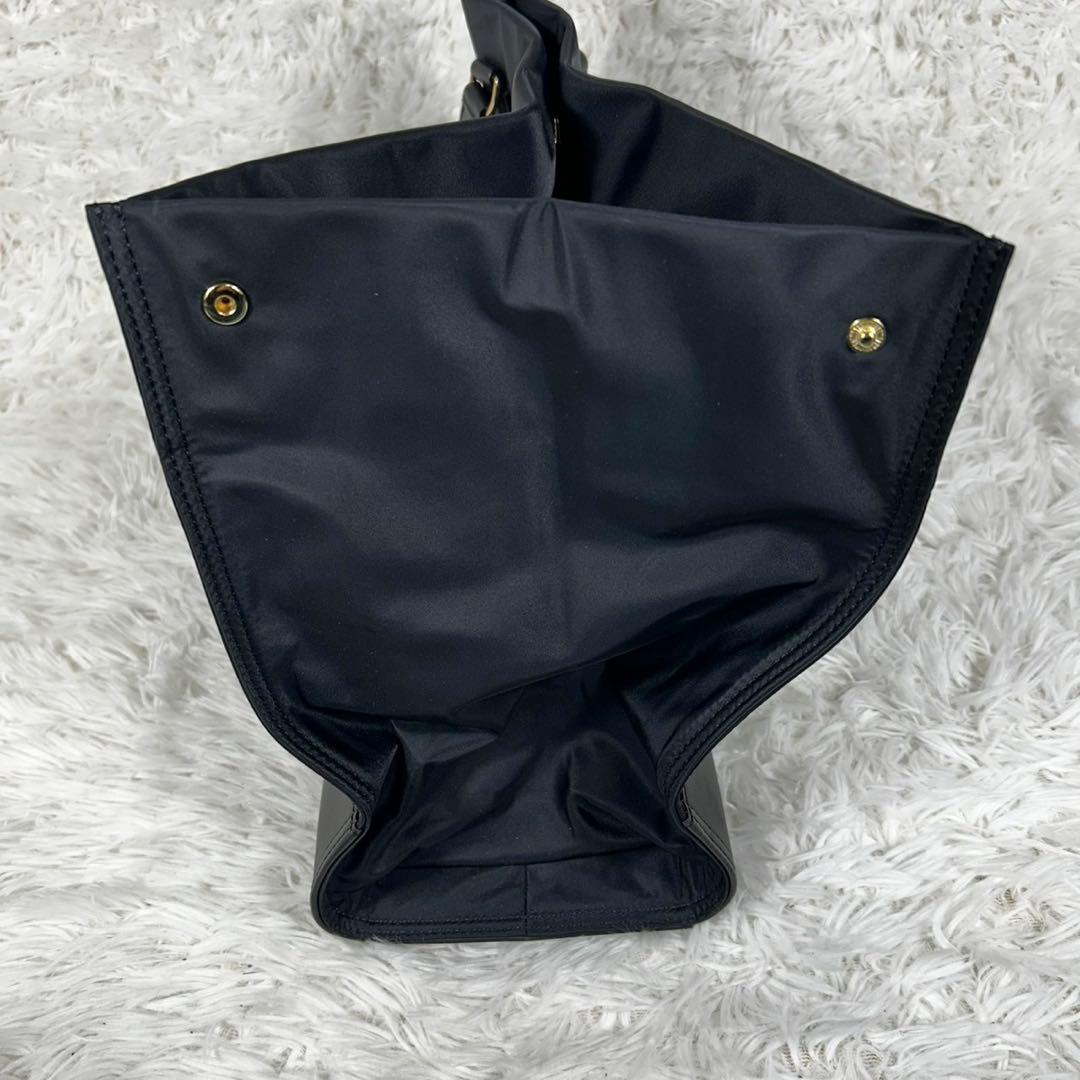 美品✨TORY BURCH ネイビー エラ ナイロントートバッグ ロゴ 大容量