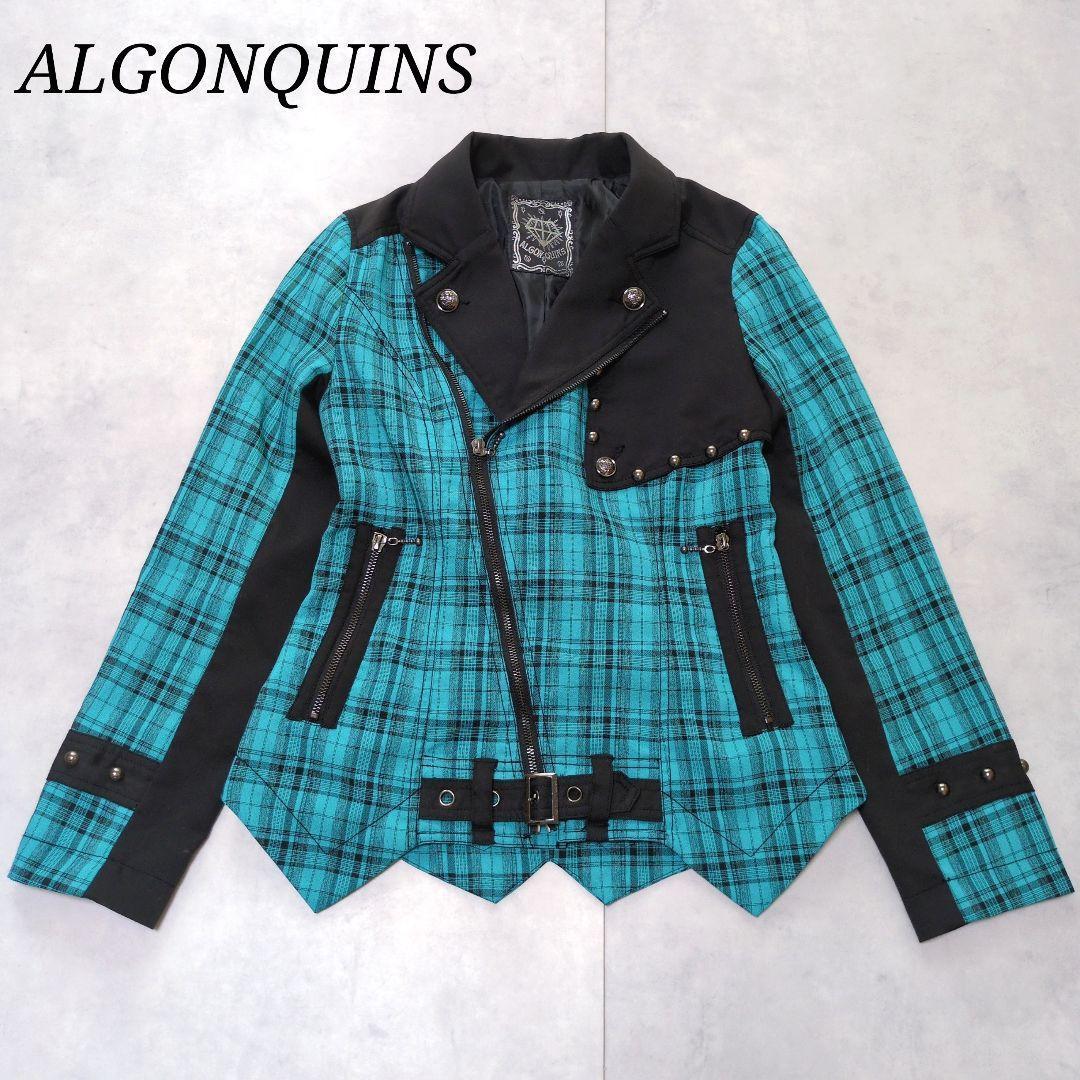 激レア✨️ALGONQUINS チェックライダース 銀ボタン 編み上げ 水色