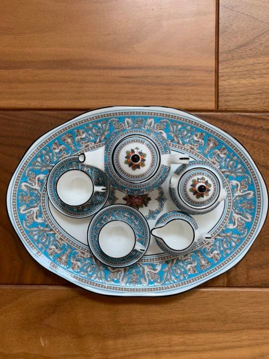 新品 ウェッジウッド フロレンティーン ターコイズ ミニチュア ティーセット