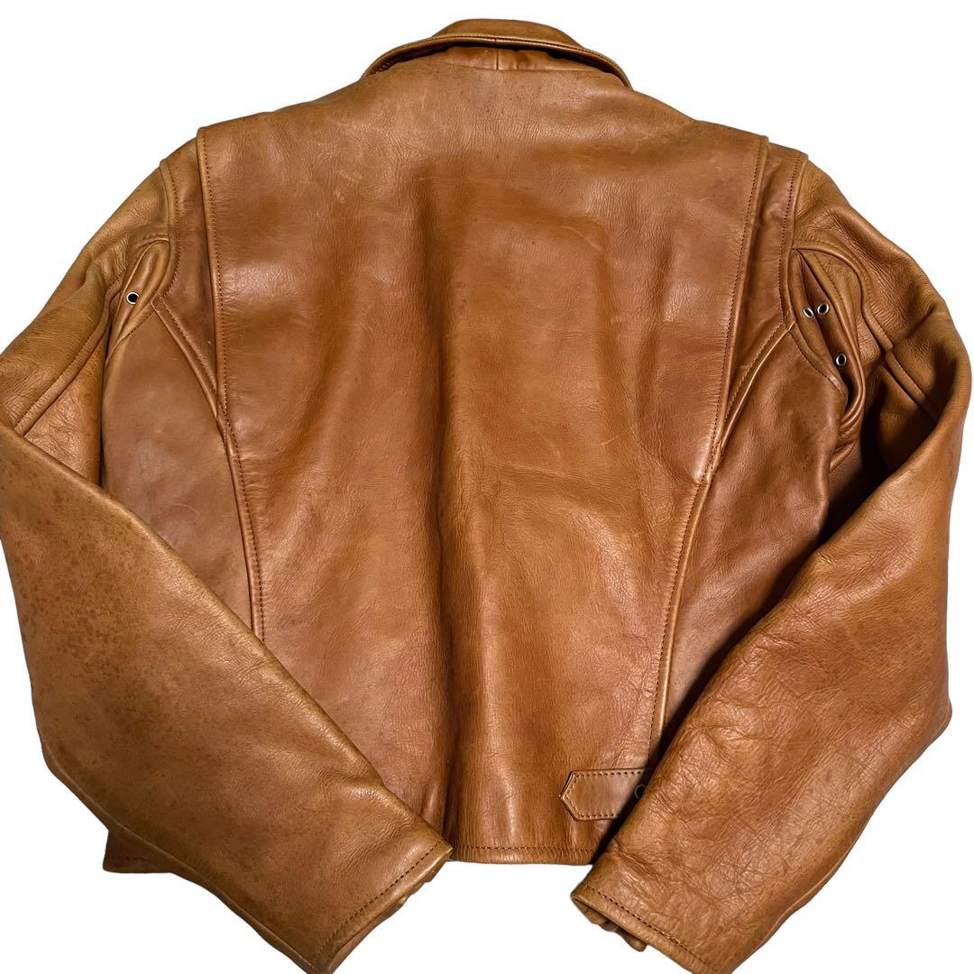 【Bikers】牛革 本革 カウレザーシングルライダースジャケット ブラウン M