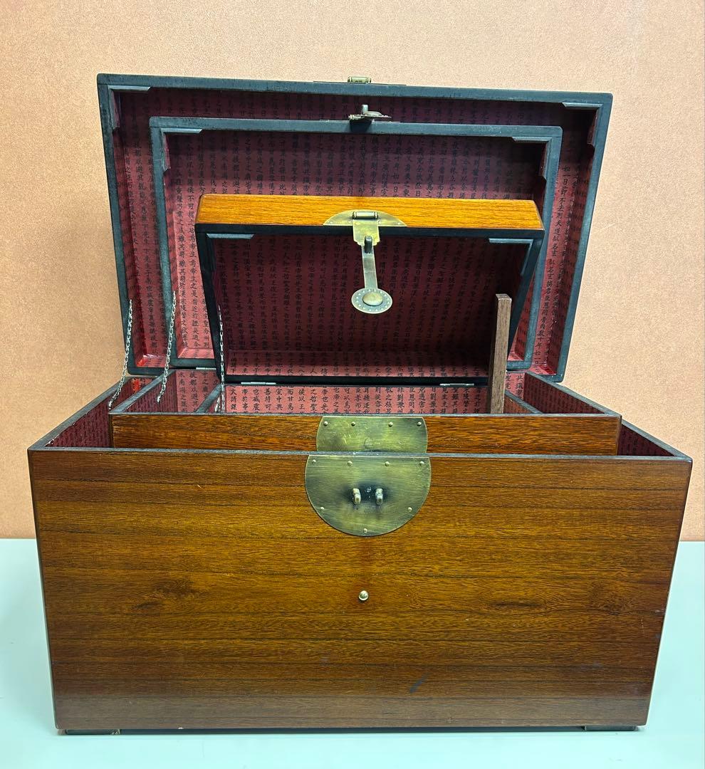 プロフィ要確認MAIYIJUさま専用　李朝家具　三箱 鍵の付いた木製の装飾金具付