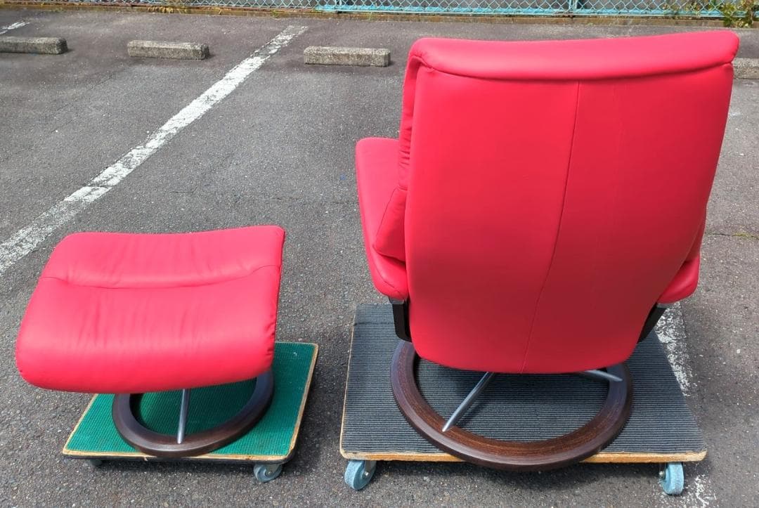 〈セット販売〉エコーネス ストレスレスチェア 赤 正規品 ② チェア