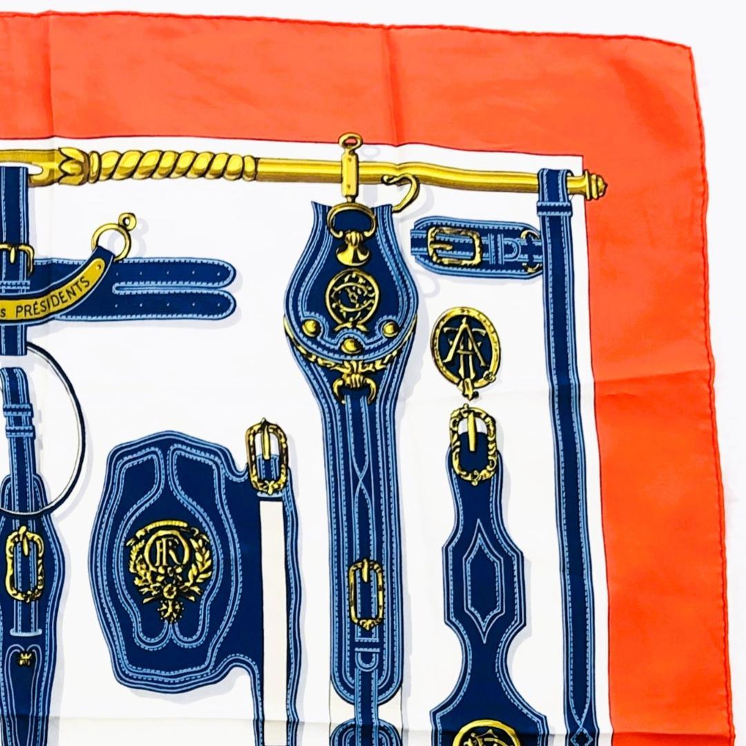 HERMES エルメス カレ90 大統領の馬具 スカーフ タグあり