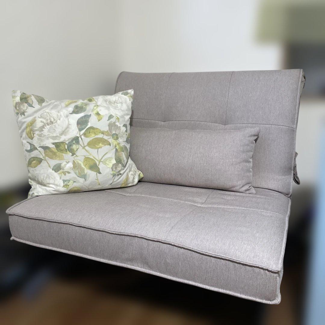 グレー ジュ　ソファベッド クッション付き ソファーベッド　グレー　ベージュ