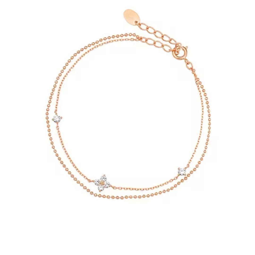 4℃ ブレスレット　シルバーブレスレット　ピンクゴールド　フラワー