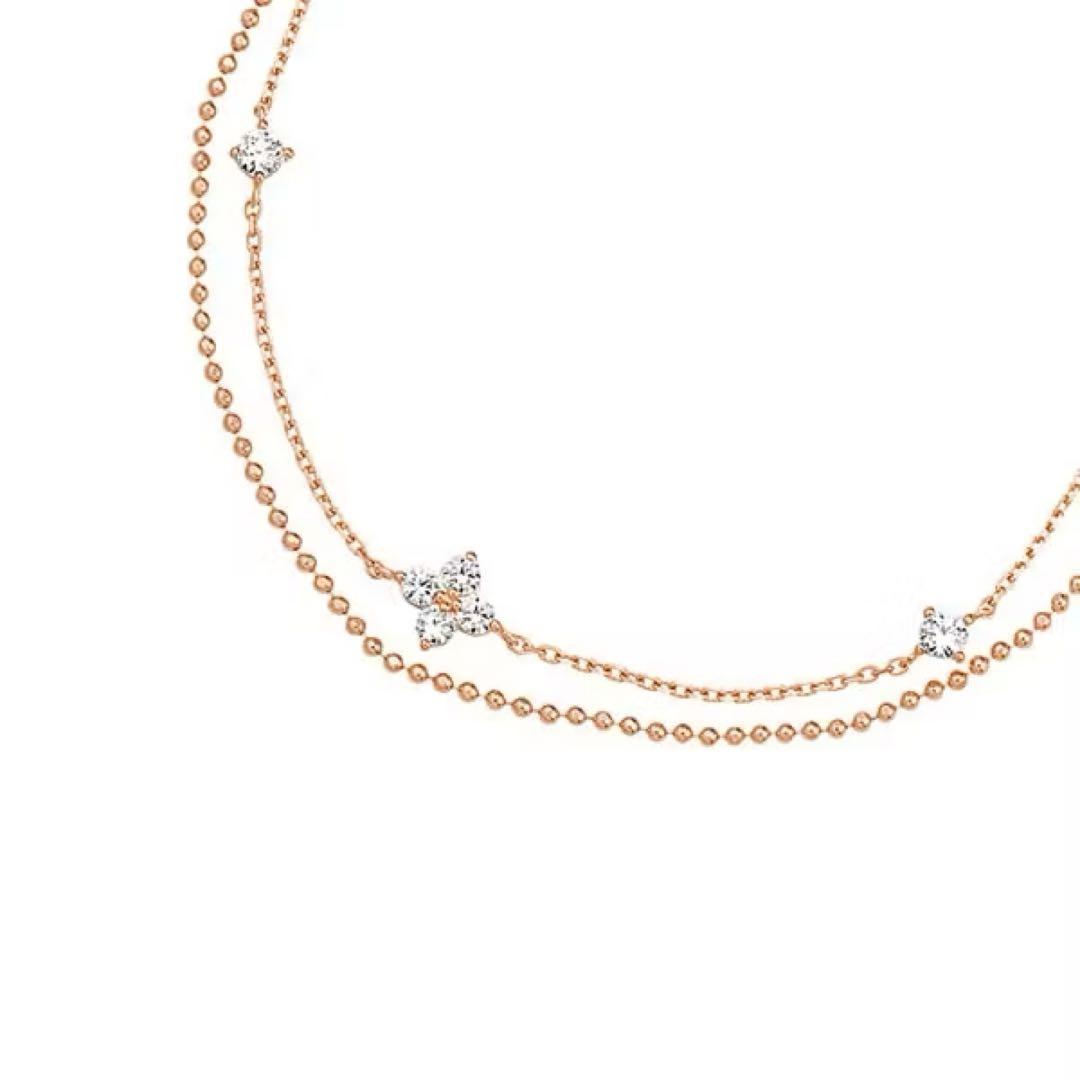 4℃ ブレスレット　シルバーブレスレット　ピンクゴールド　フラワー