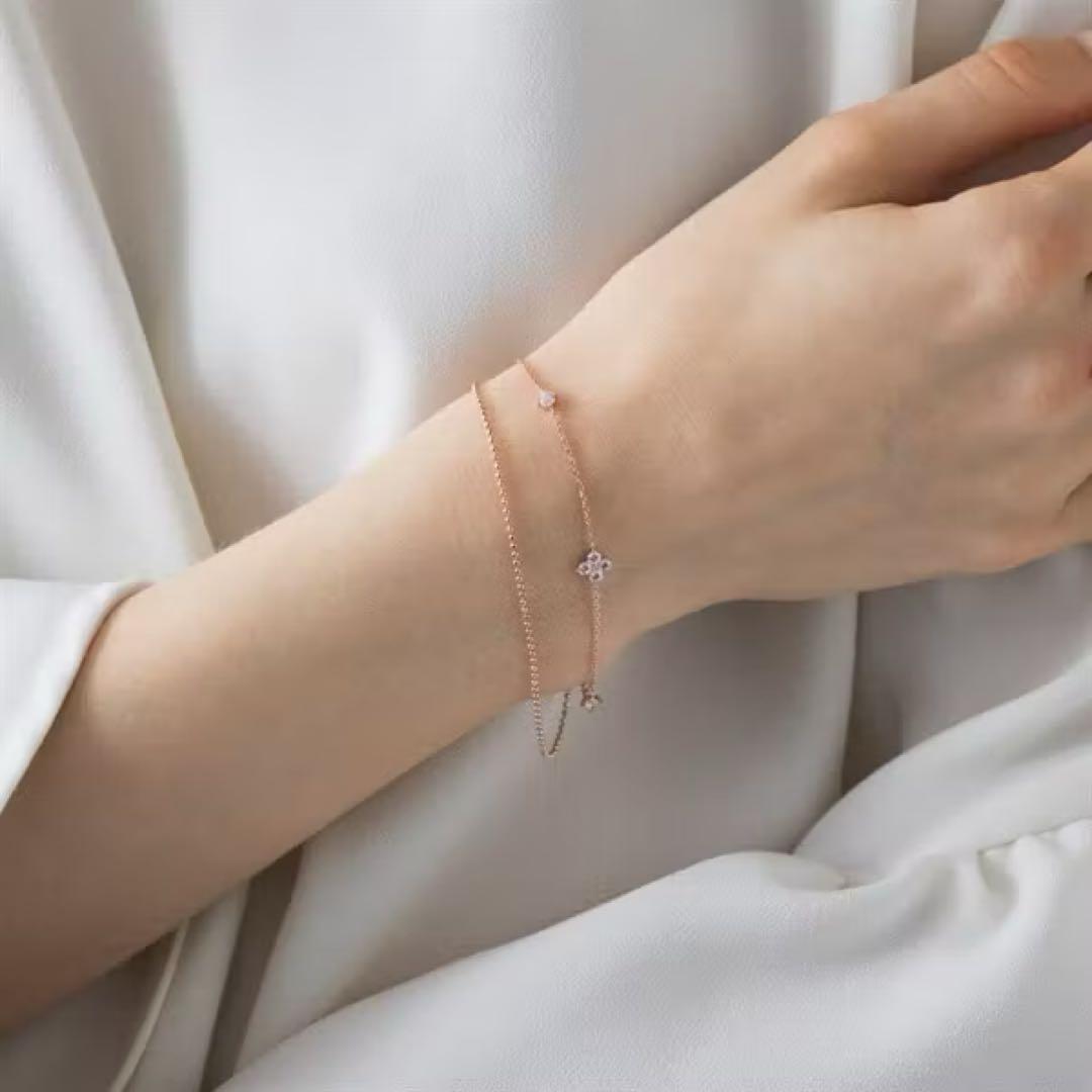 4℃ ブレスレット　シルバーブレスレット　ピンクゴールド　フラワー