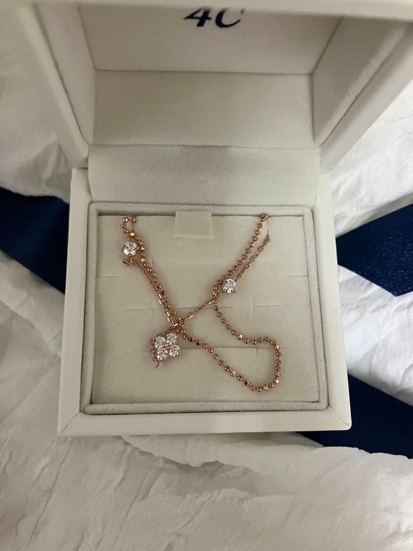 4℃ ブレスレット　シルバーブレスレット　ピンクゴールド　フラワー