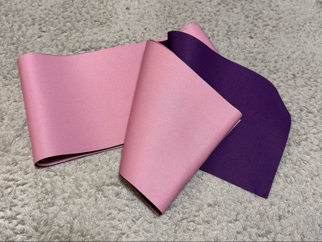 小学生用卒業式袴5点セット 花柄、赤紫の袴さくら刺繍、リバーシブル帯