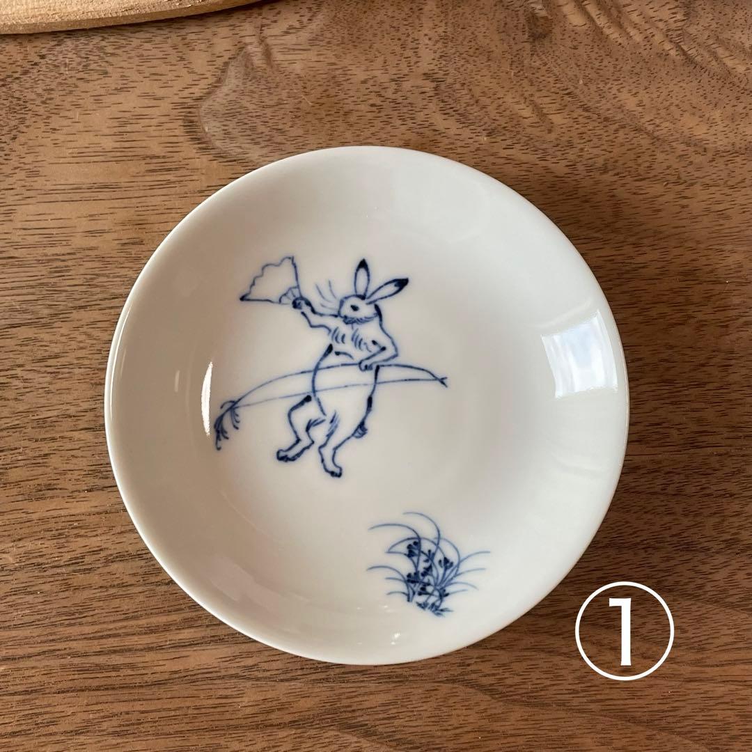 ききちゃん様 染付 鳥獣戯画 ごはん茶碗5つ＋豆皿５枚