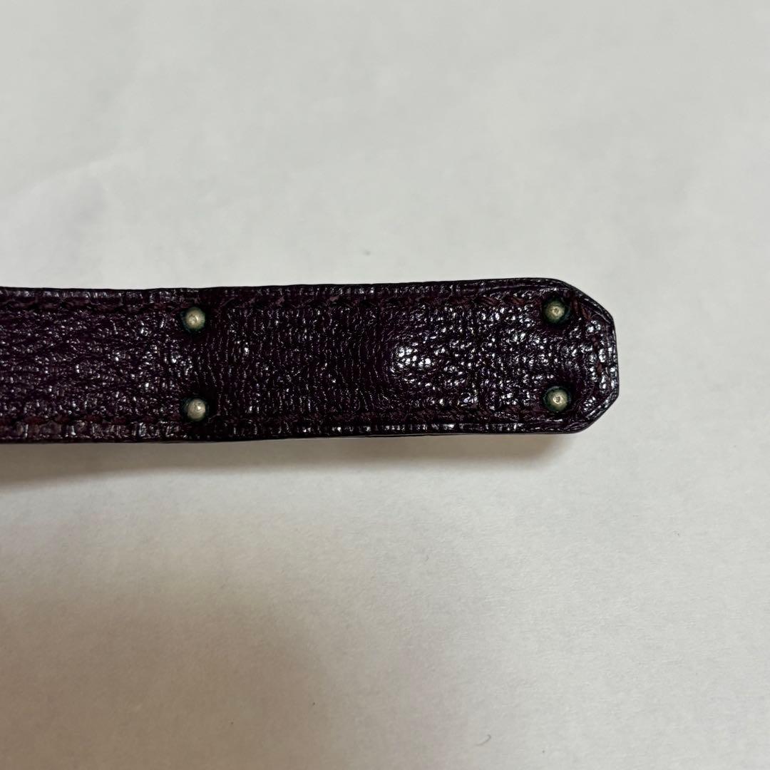 超美品　HERMES レザーメタルバングル パープル
