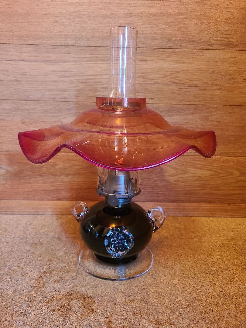 北一硝子　灯油ランプ　レトロ　アンティーク　替芯2個付