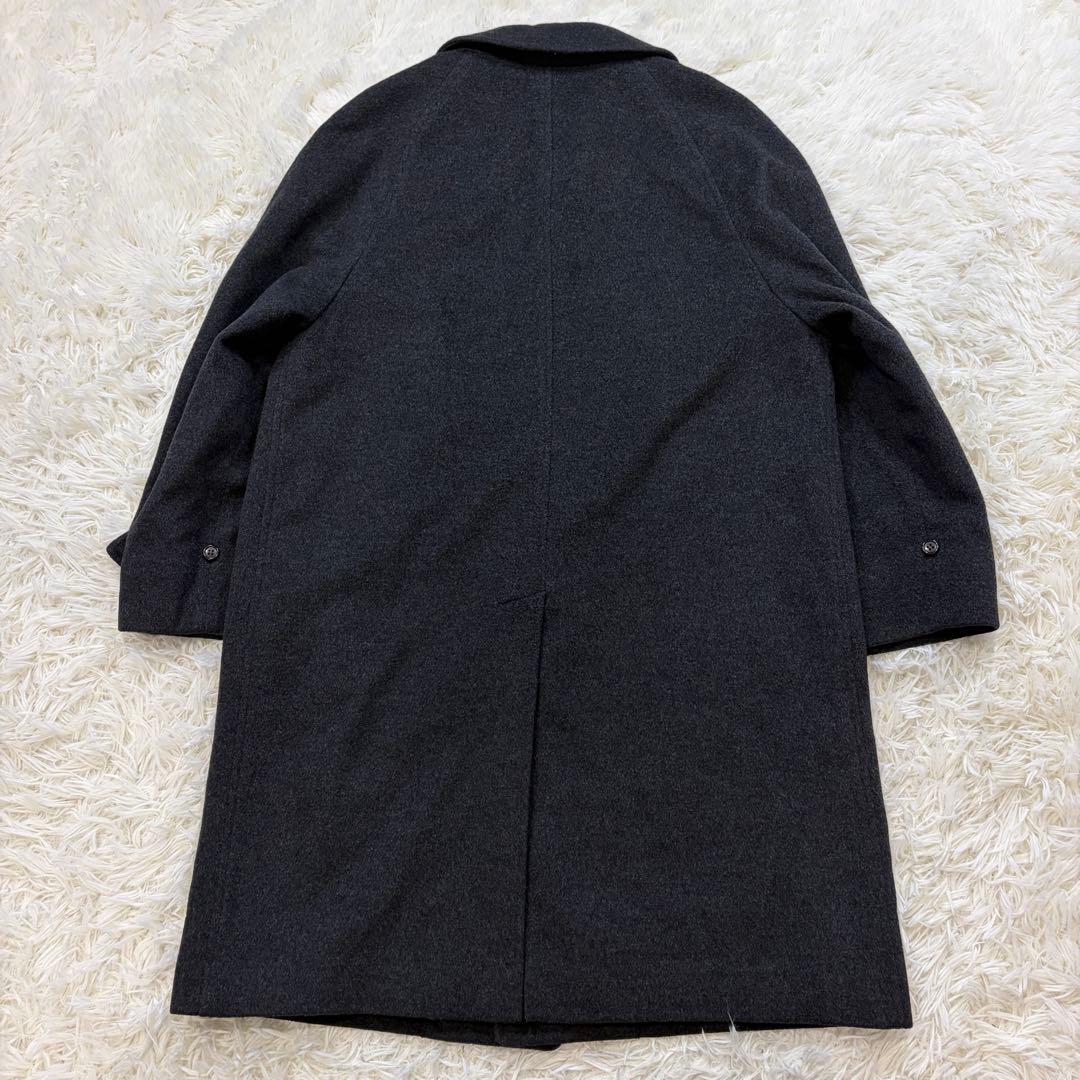 【美品】バーバリーズ カシミヤ50% ステンカラーコート 比翼 ロング グレーS