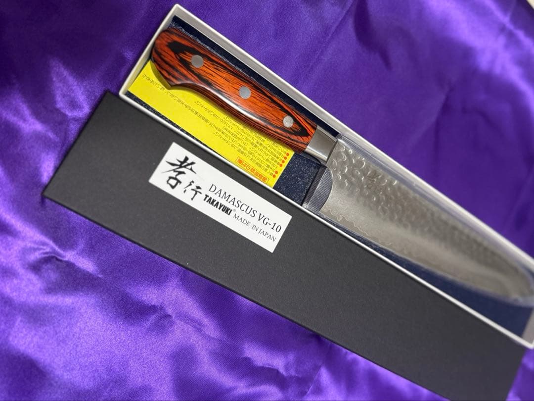 【新品】堺孝行 牛刀210mm／VG-10／33層ダマスカス（ステンレス）