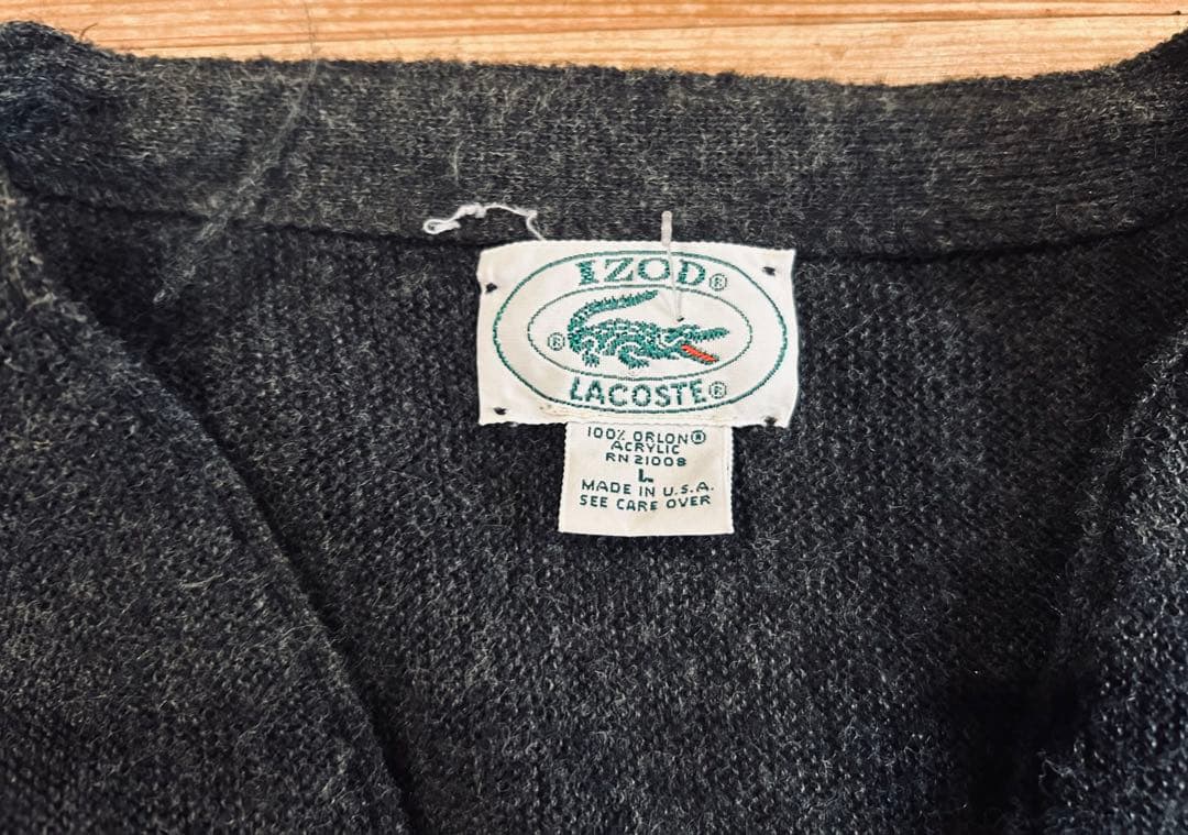 カーディガン 古着 70s IZOD LACOSTE ラコステ L 美品 USA