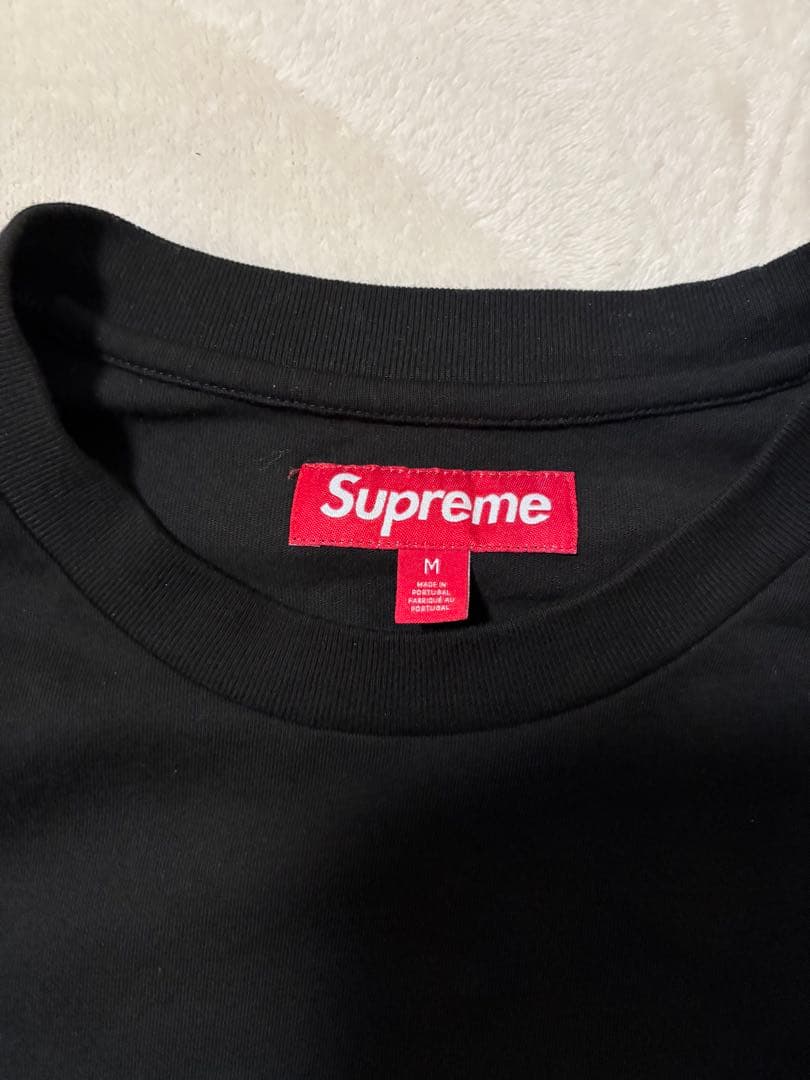 supreme 黒　ロングTシャツ　M