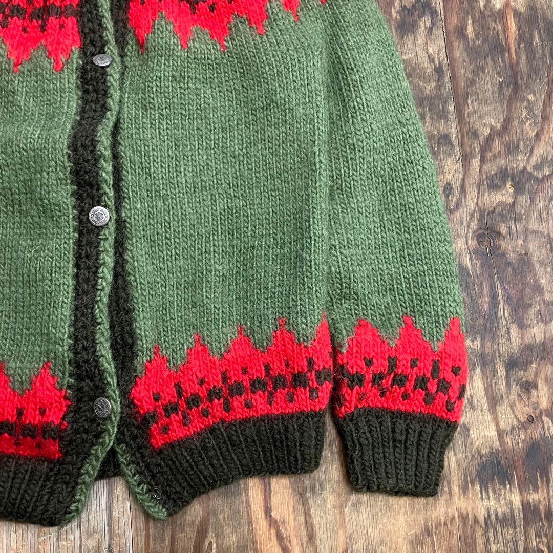 VINTAGE ノルディックニットカーディガン メタルボタン ユーロ チロリアン
