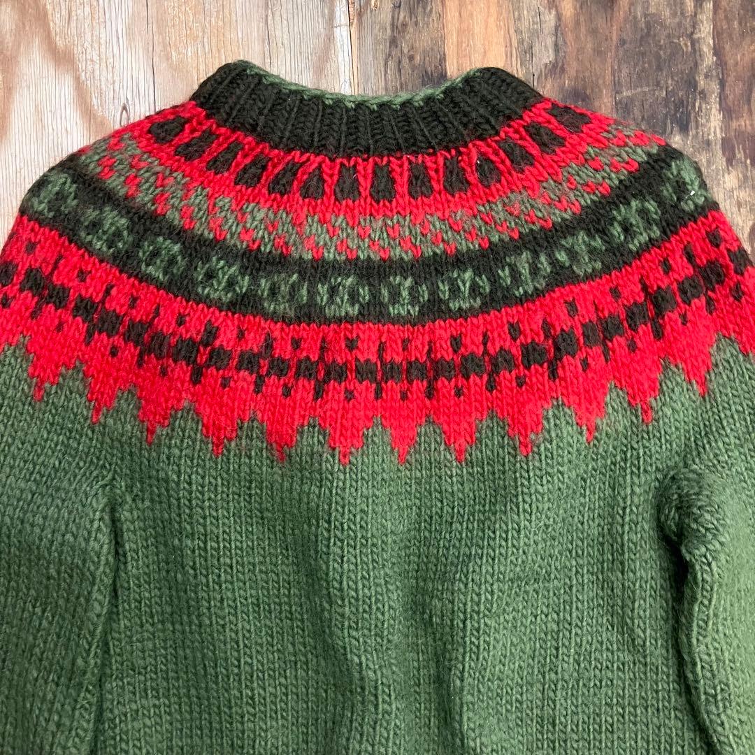 VINTAGE ノルディックニットカーディガン メタルボタン ユーロ チロリアン