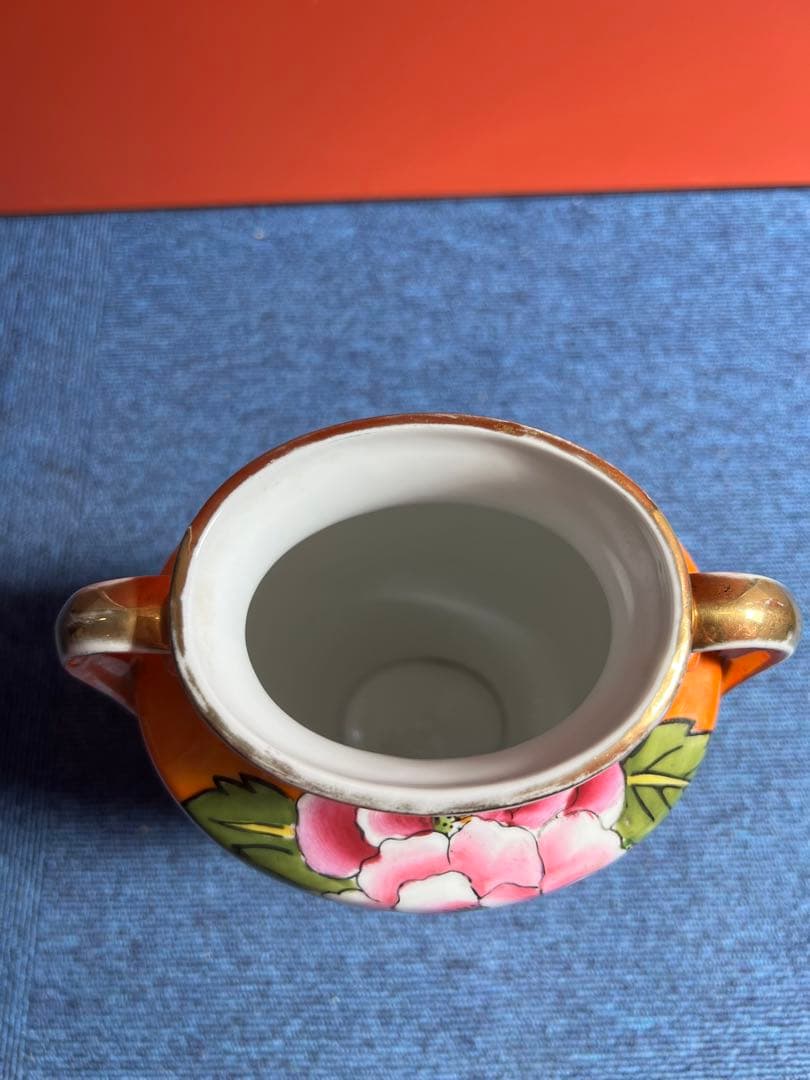 1074 オールドノリタケ　双耳花紋花瓶