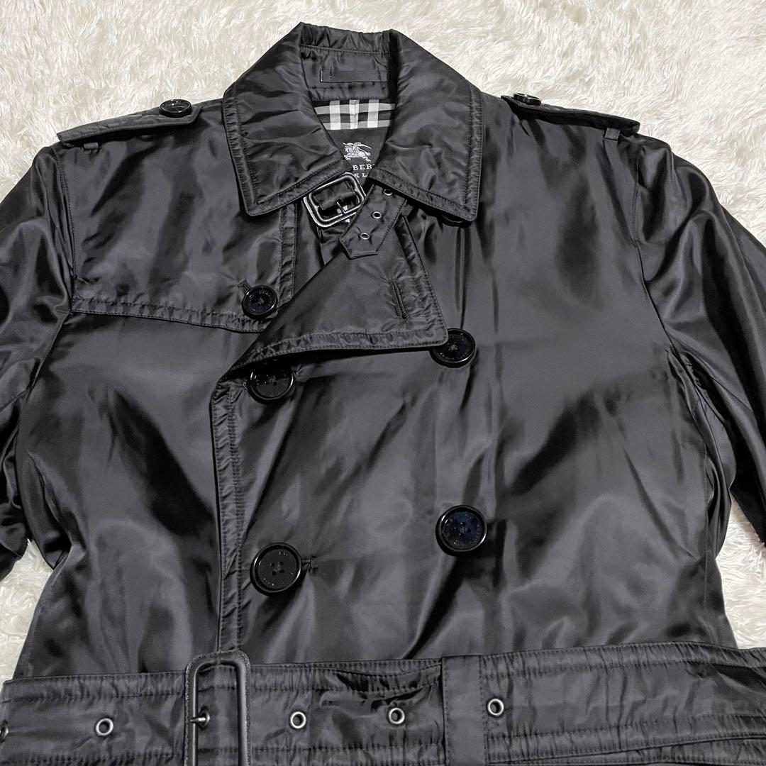 【極美品】バーバリーブラックレーベル　トレンチコート　黒　ナイロン　未使用級