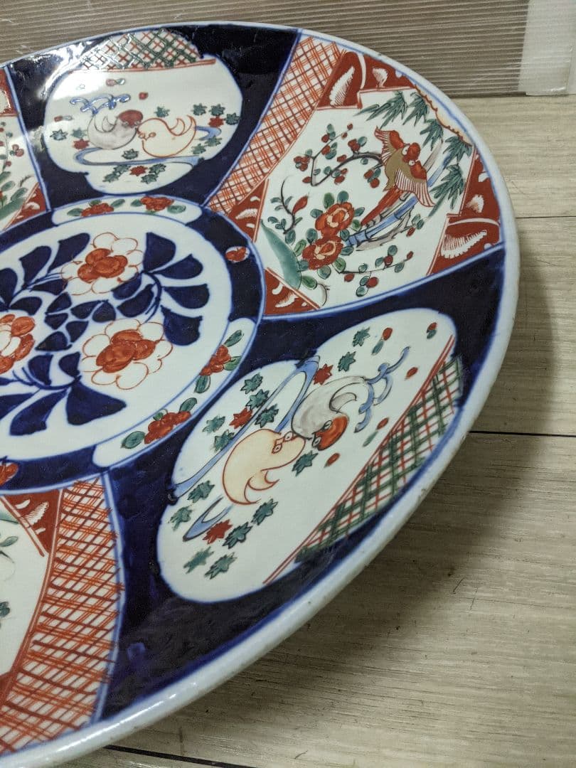 希少特大皿　古伊万里色絵図大皿　直径約47cm 飾り皿