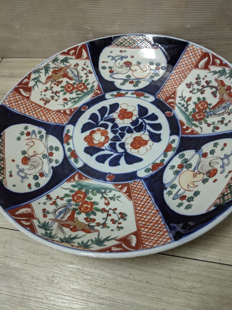 希少特大皿　古伊万里色絵図大皿　直径約47cm 飾り皿