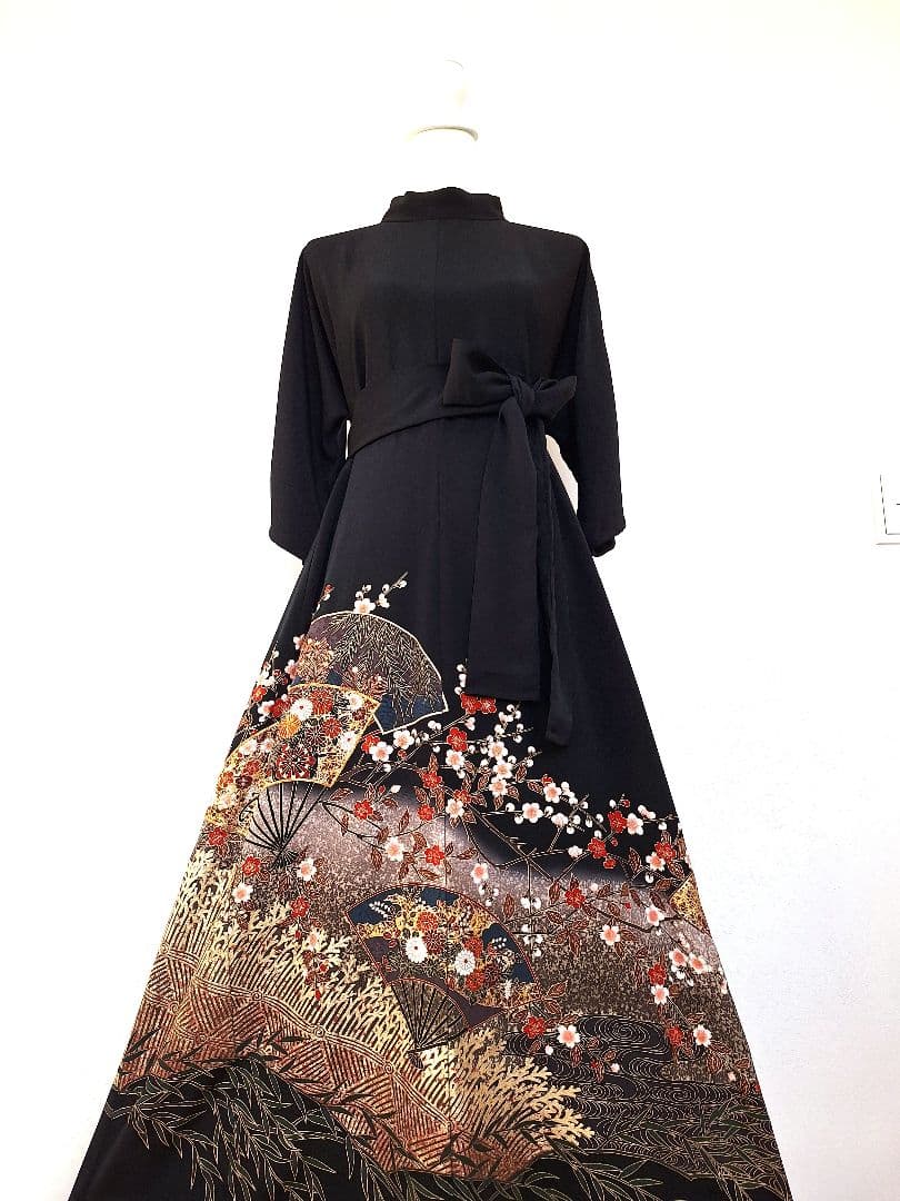 着物リメイクワンピース3655