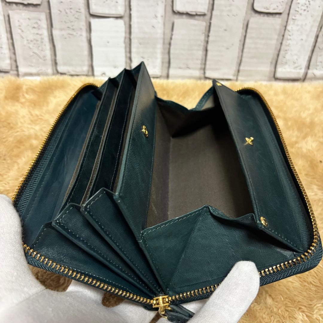 極美品 ポーターワイズ長財布 フォレストグリーン馬革PORTER吉田カバン